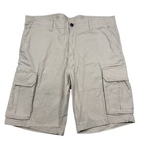 CSG Cargo Shorts Mens 40 Khaki Ripstop Flat Front Drawstring Pockets Outdoor
